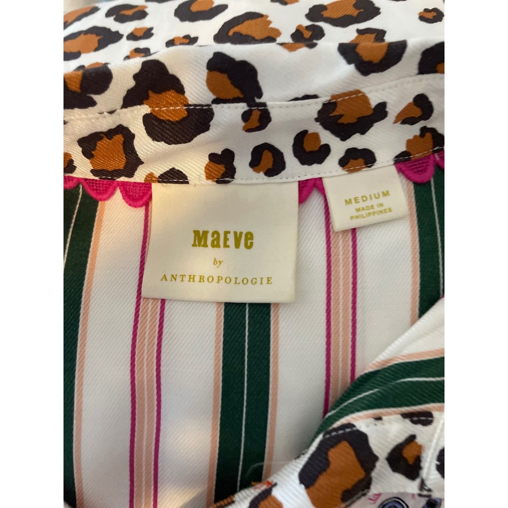 Maeve Anthropologie Bernadette Mixed Print Patchwork Button Down Shirt Medium - Picture 5 of 6